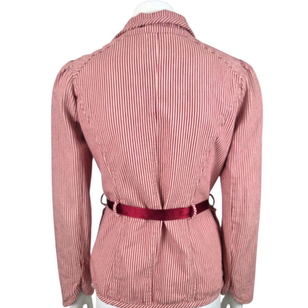 Vintage Y2K Free People Pinstripe Blazer Jacket Womens 8 Red Stripe Coquette - Picture 3 of 12